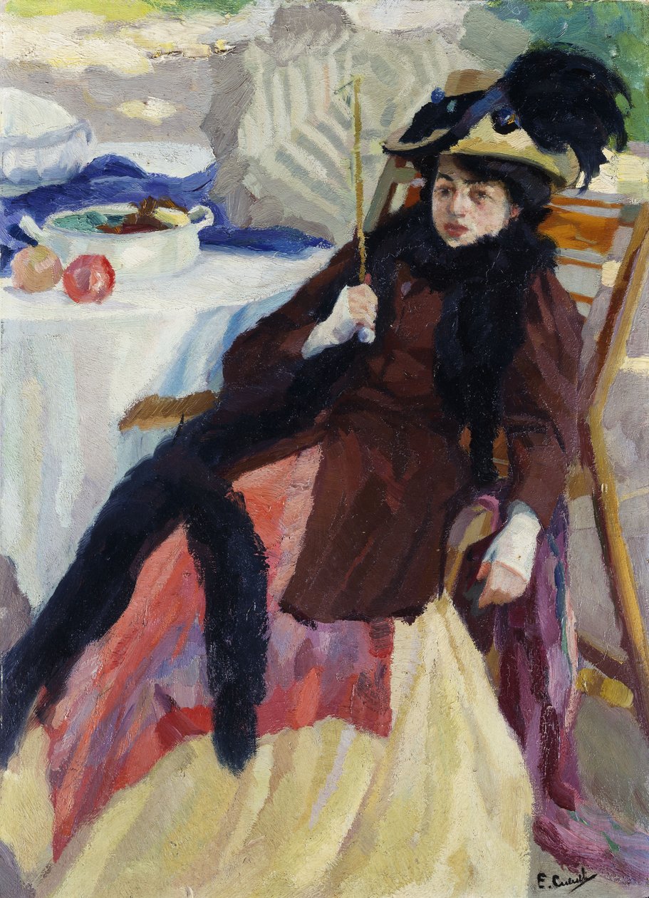 Senhora com um guarda-sol de Edward Cucuel