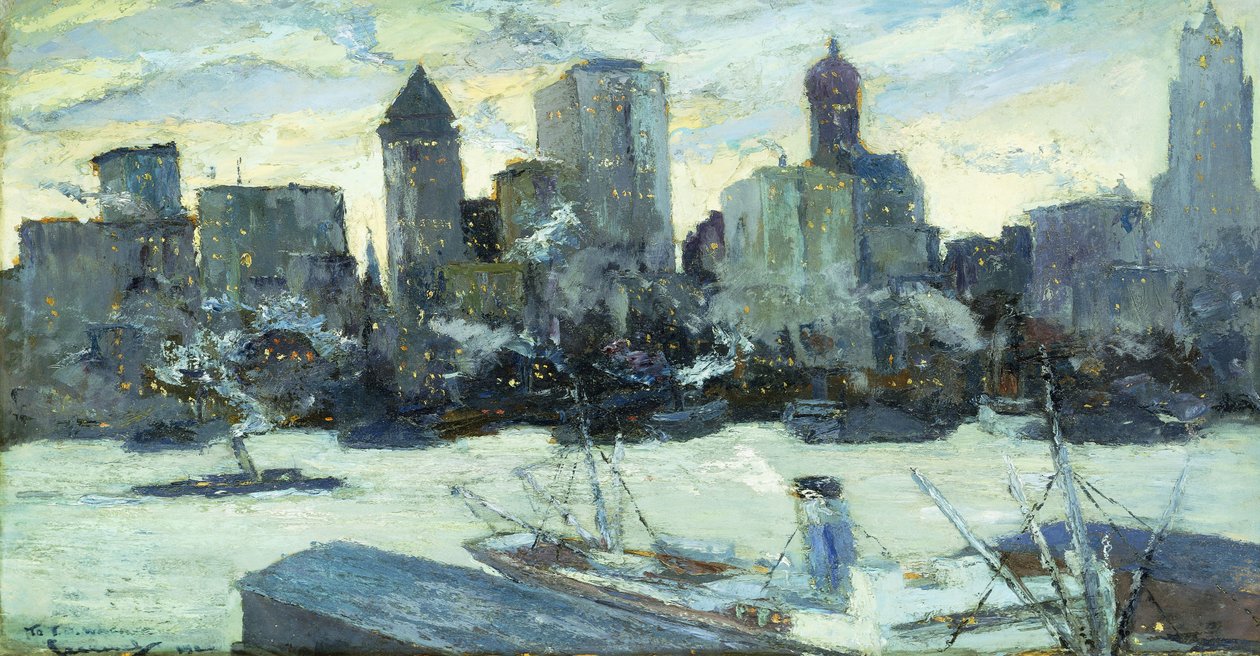 Porto de Nova Iorque no inverno de Edward Cucuel