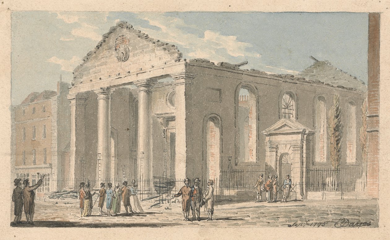 Igreja de S. Paulo, Covent Garden, após o incêndio de Edward Dayes