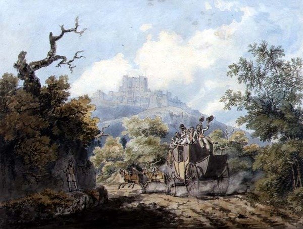 The Dover Mail, c.1793 (caneta e tinta e aguarela sobre papel) de Edward Dayes