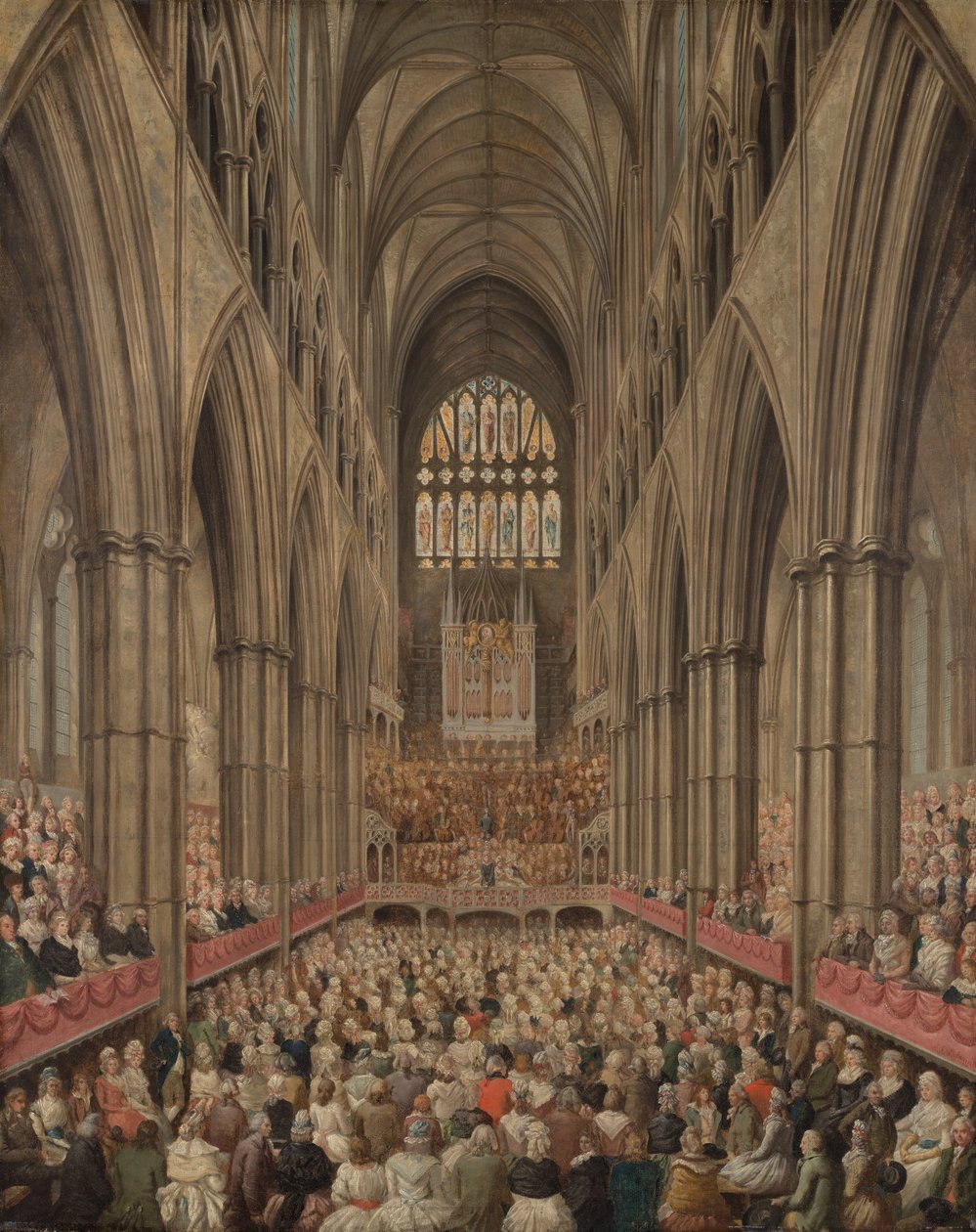 Vista Interior da Abadia de Westminster na Comemoração de Handel, Tirada da Caixa do Gerente de Edward Edwards