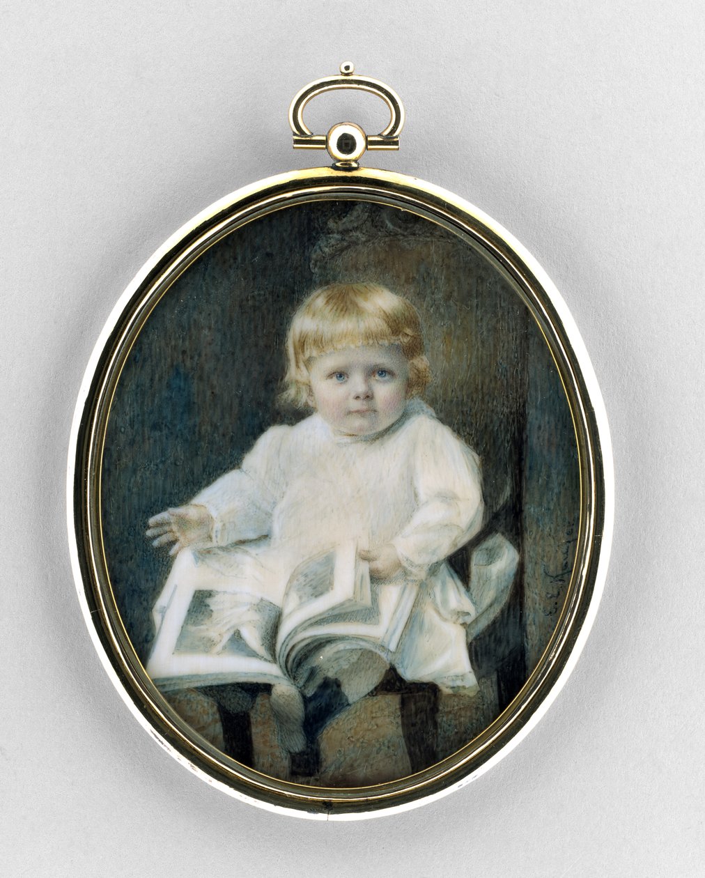 Retrato de um menino, c.1900 (aquarela sobre marfim de Edward Elias Kaufer