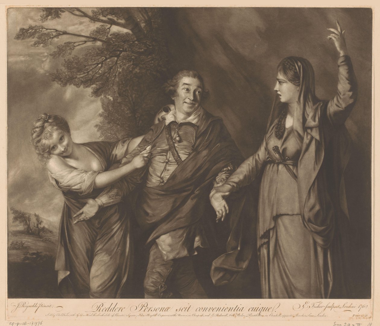 Retrato de David Garrick entre a comédia e a tragédia de Edward Fisher