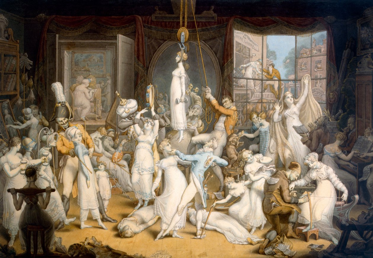 Um Estabelecimento Elegante para Senhoras Jovens (aguarela sobre papel) de Edward Francis Burney