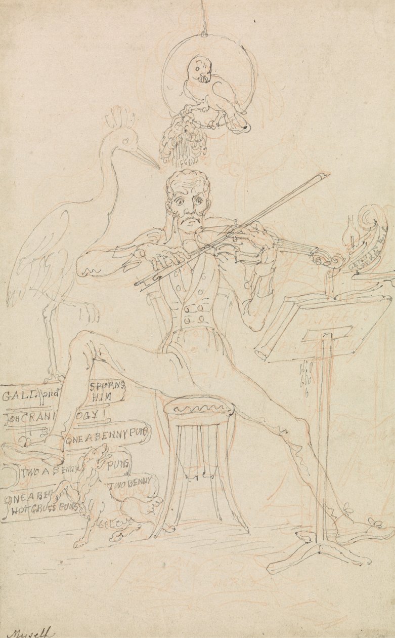 Auto-retrato caricatural de Edward Francis Burney