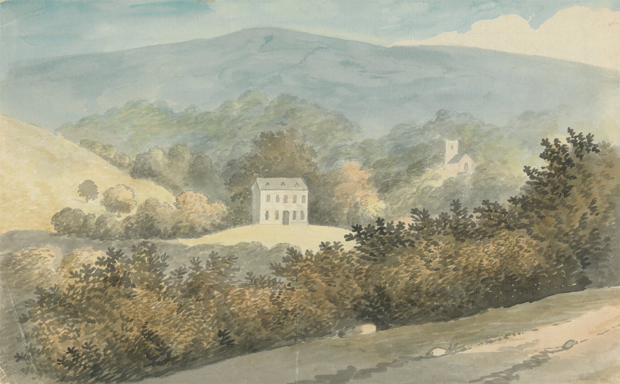 Paisagem Hilly Landscape com Casa de Edward Francis Burney
