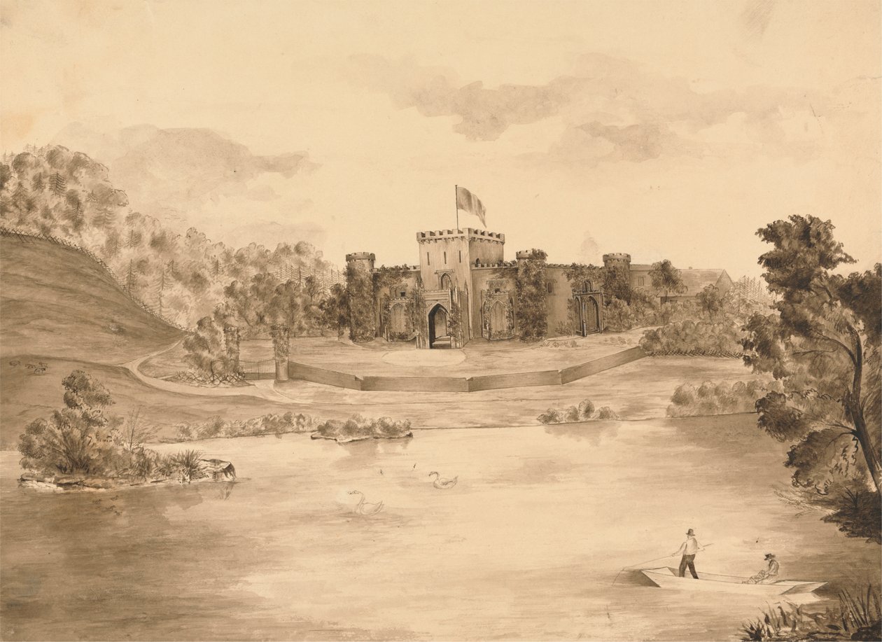 Paisagem fluvial com Castelo de Edward Francis Burney