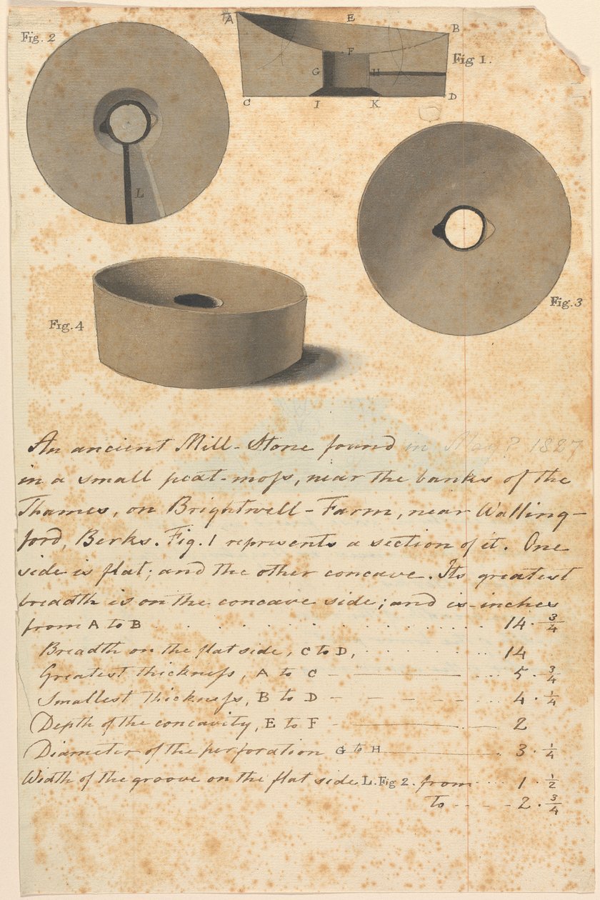 Estudo da Pedra de Moinho Romana Antiga (?) de Edward Francis Burney