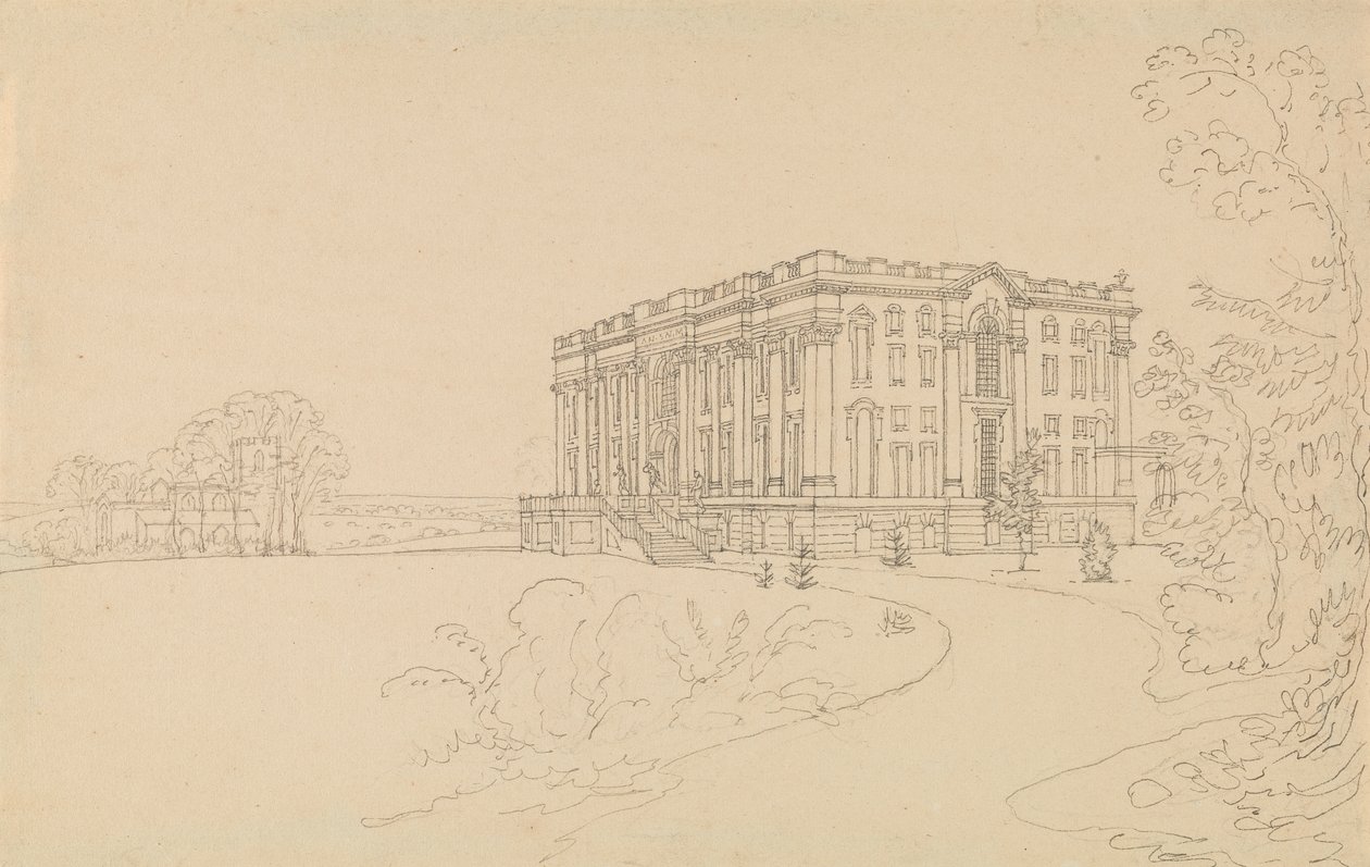 Vista de Easton Neston, Northants de Edward Francis Burney
