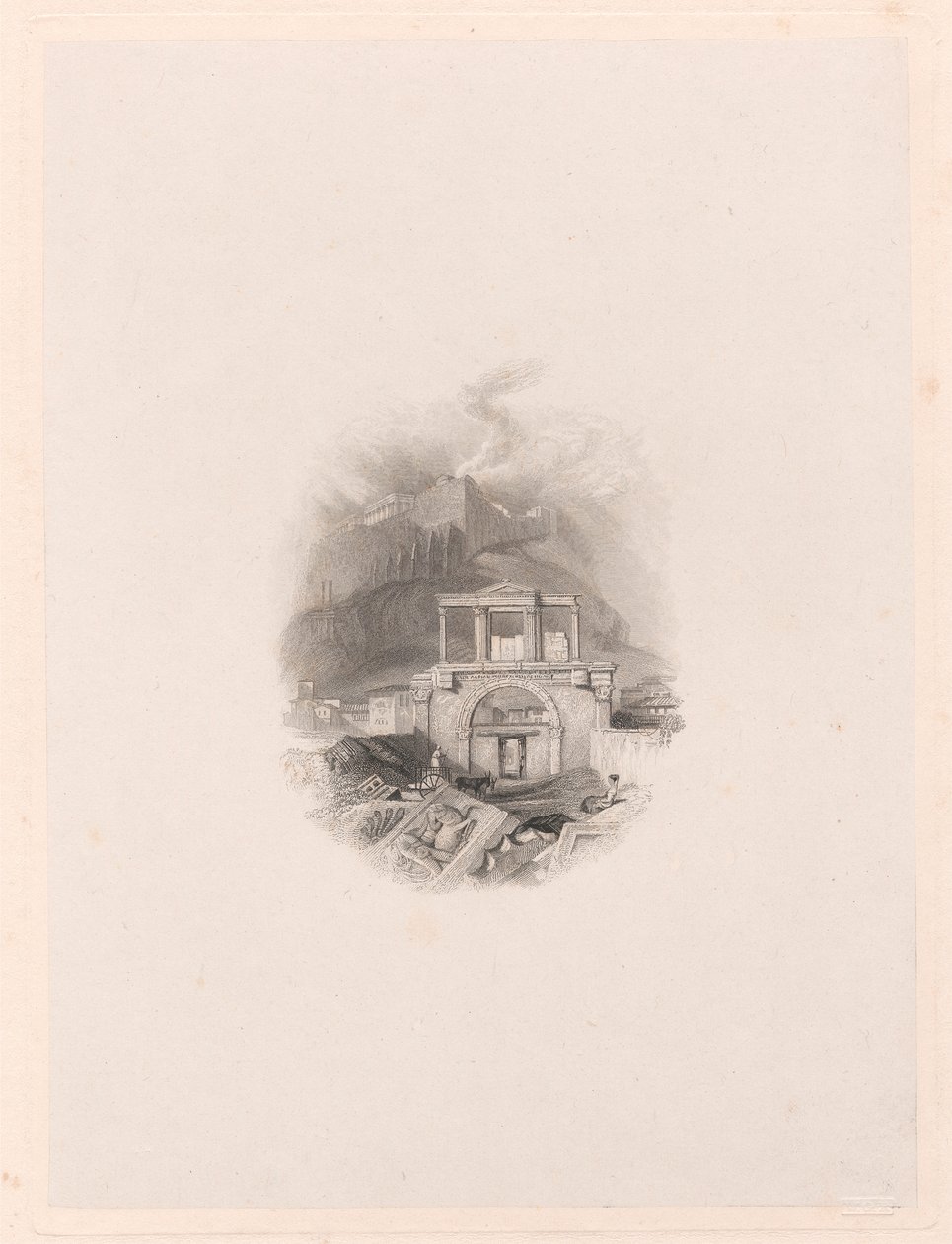 Porta de Theseus, Atenas de Edward Francis Finden