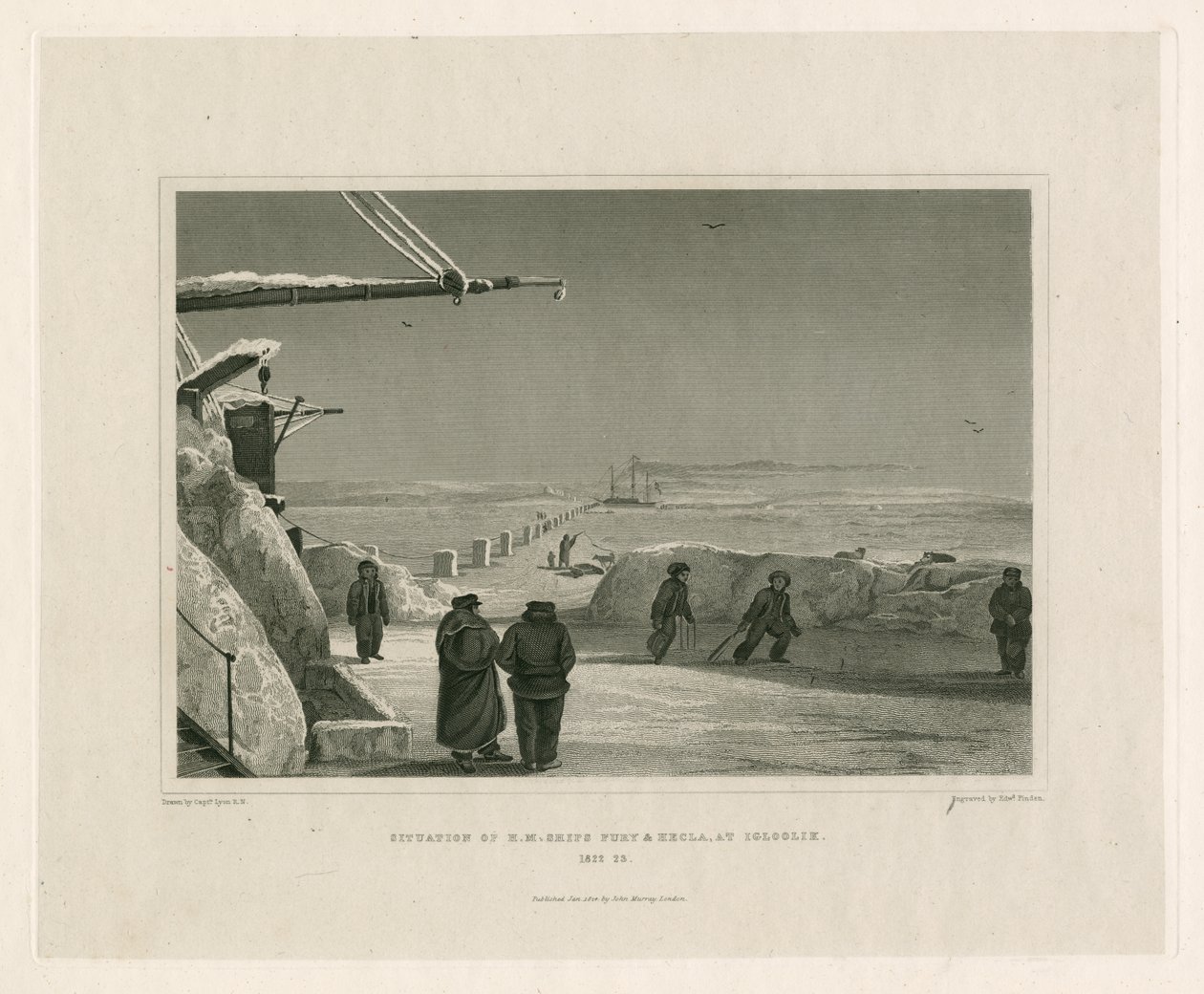 Situação dos navios HM Fury e Hecla, em Igloolik de Edward Francis Finden