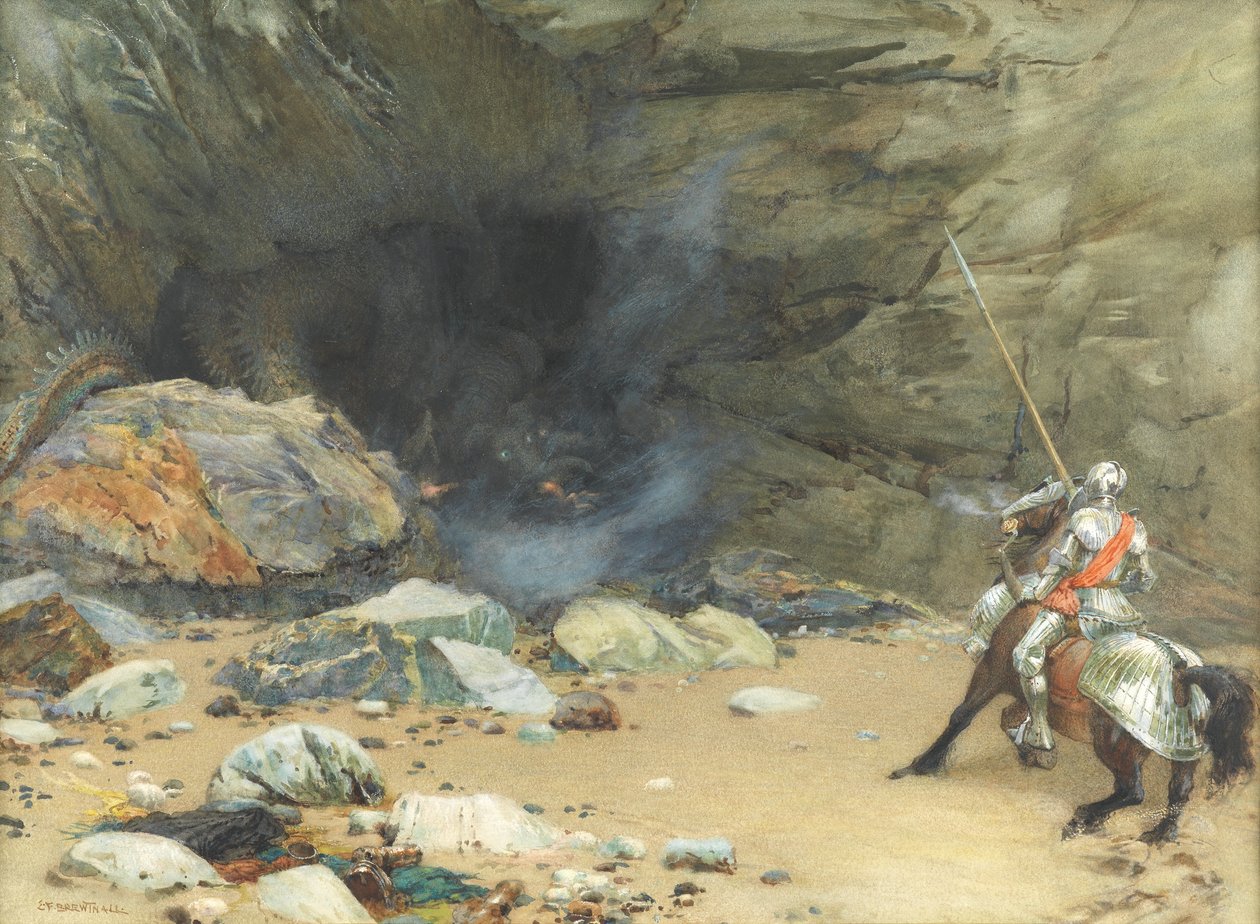 The Dragons Cave (wc no papel) de Edward Frederick Brewtnall