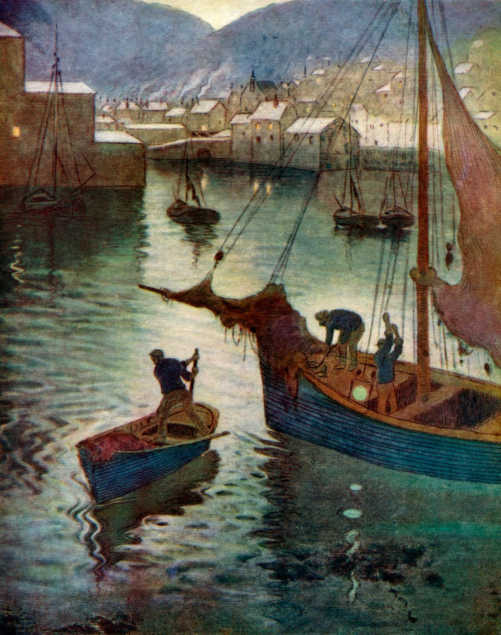 O porto, Polperro, Cornualha, 1924-1926 de Edward Frederick Ertz