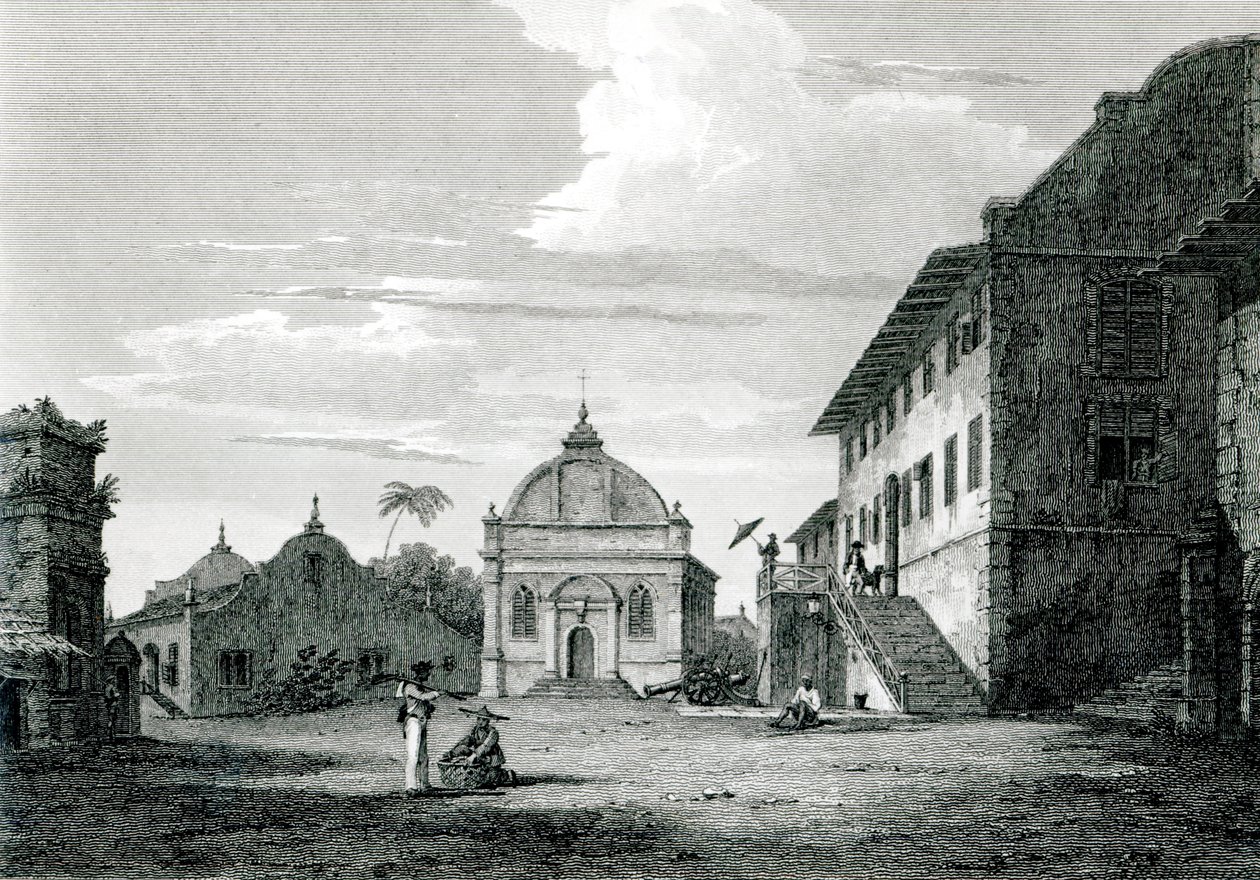 Casa do Governo em Malaca, gravada por George Cooke de Edward Hawke Locker