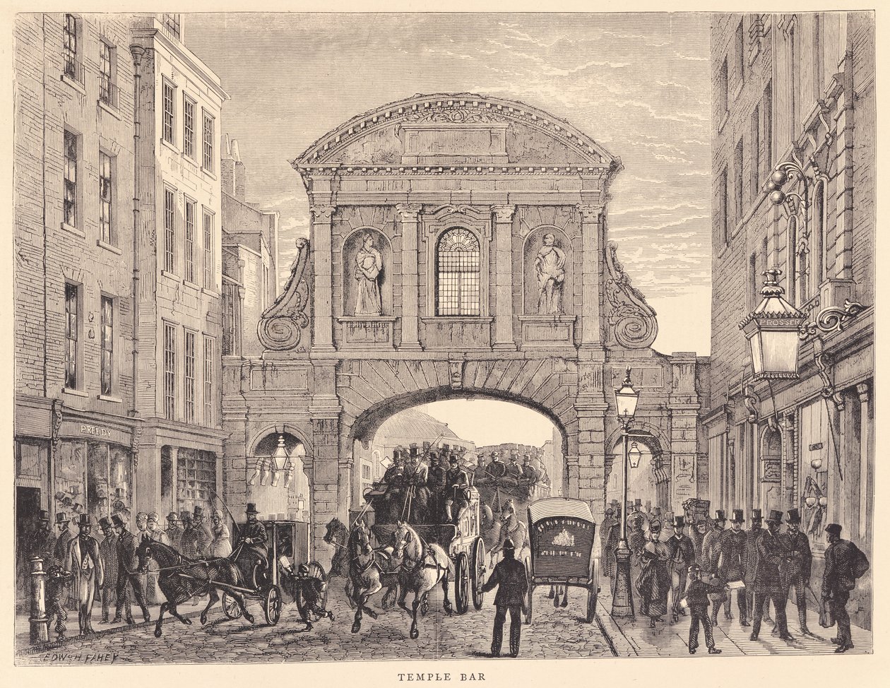 Temple Bar em Fleet Street, c.1870 de Edward Henry Fahey