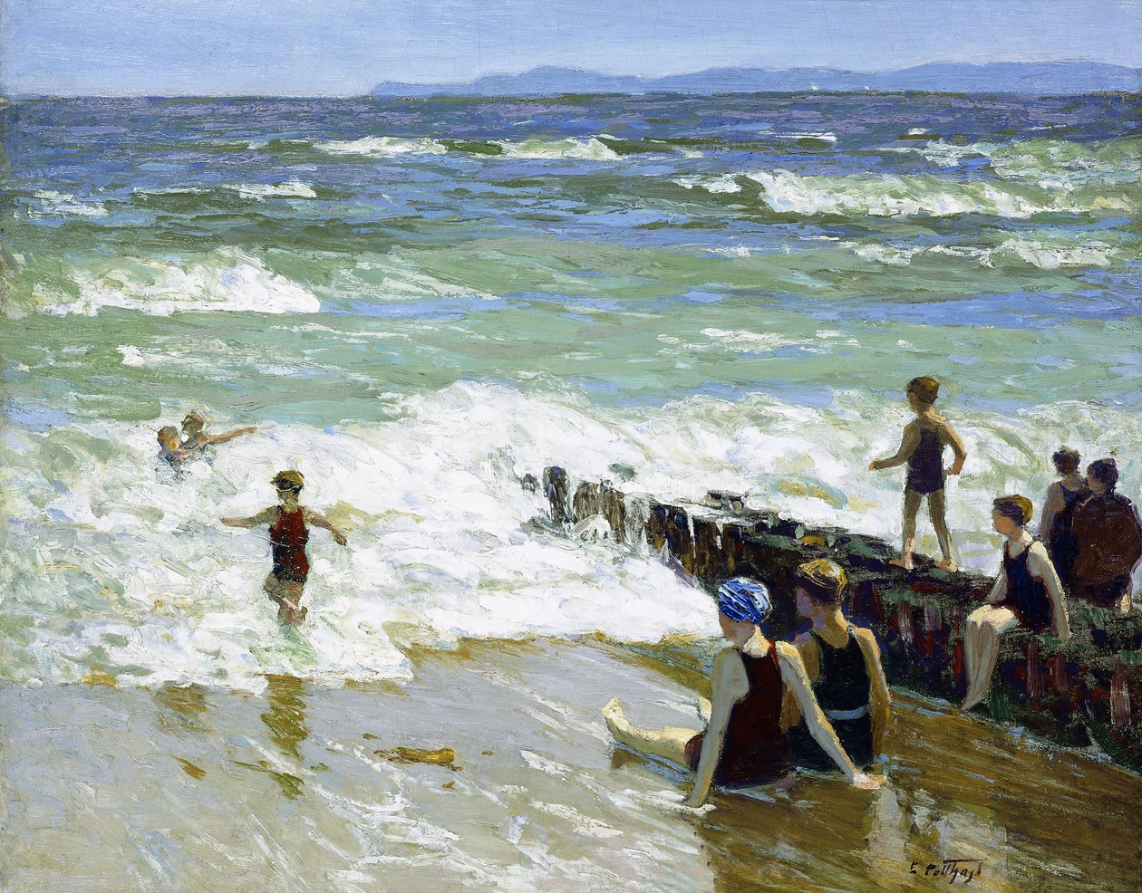 Banhistas no quebra-mar, de Edward Henry Potthast