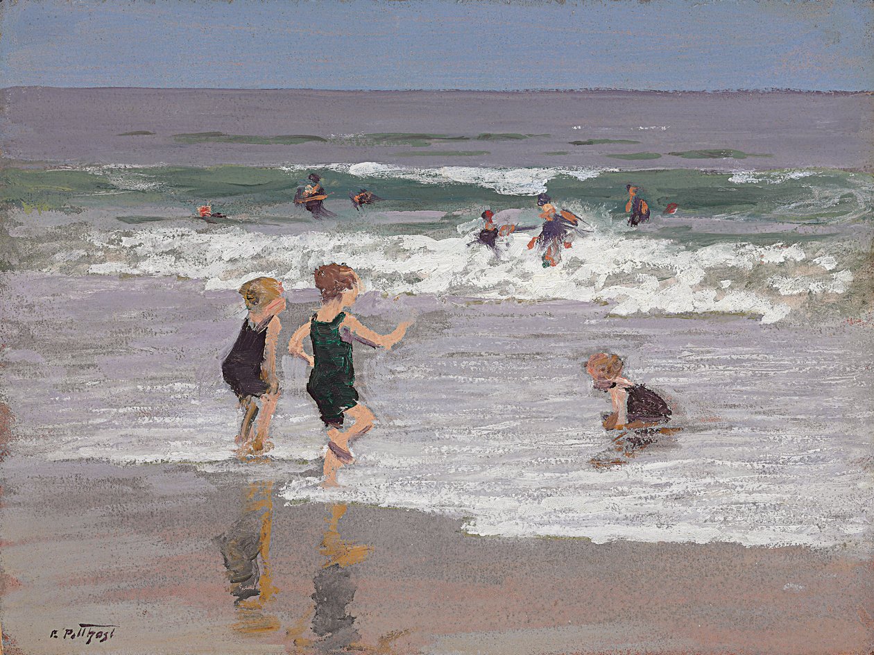 Crianças brincando no surf de Edward Henry Potthast
