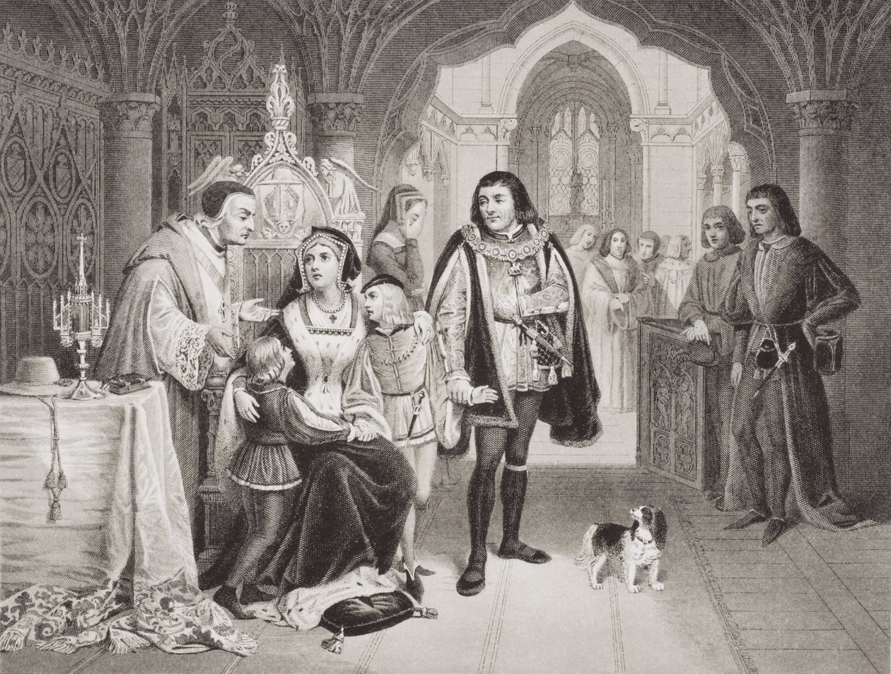 Os filhos de Eduardo IV se separaram de sua mãe por Richard Duke de Gloucester, em 16 de junho de 1483, de "Ilustrações da História Escocesa e Inglesa", Volume I de Edward Henry Wehnert