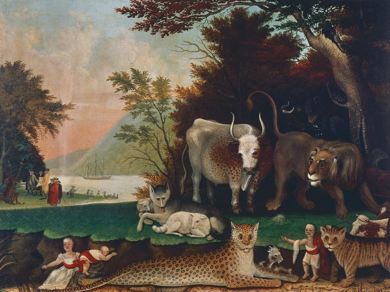 Peaceable Kingdom, Ca 1848, Pintura de Edward Hicks (1780-1849), Óleo sobre tela, 60,6x81 cm, EUA de Edward Hicks
