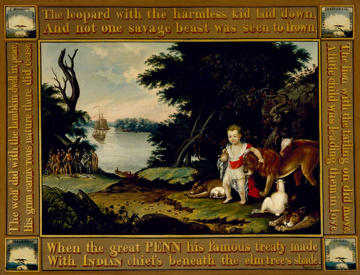 Reino pacífico, c.1826-28 (óleo sobre tela) de Edward Hicks