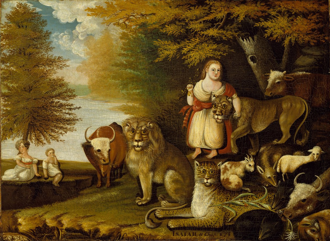 Reino pacífico, c.1830-32 (óleo sobre tela) de Edward Hicks