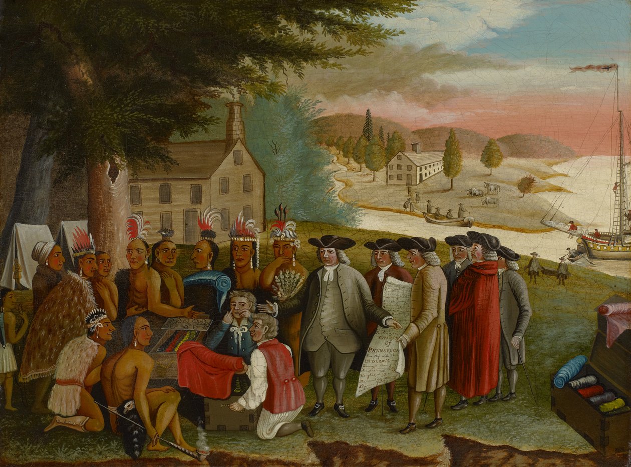 Tratado de Penn com os índios, c.1830-40 (óleo sobre tela) de Edward Hicks