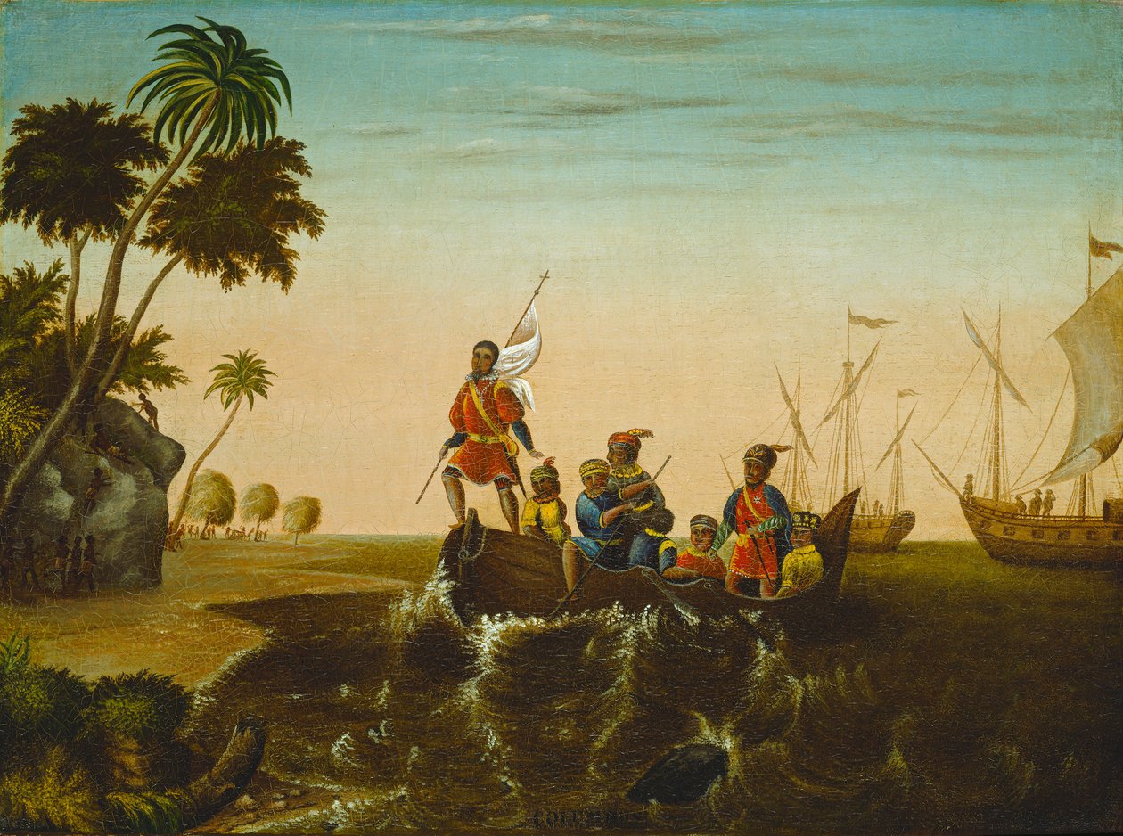O desembarque de Colombo, c.1837 de Edward Hicks