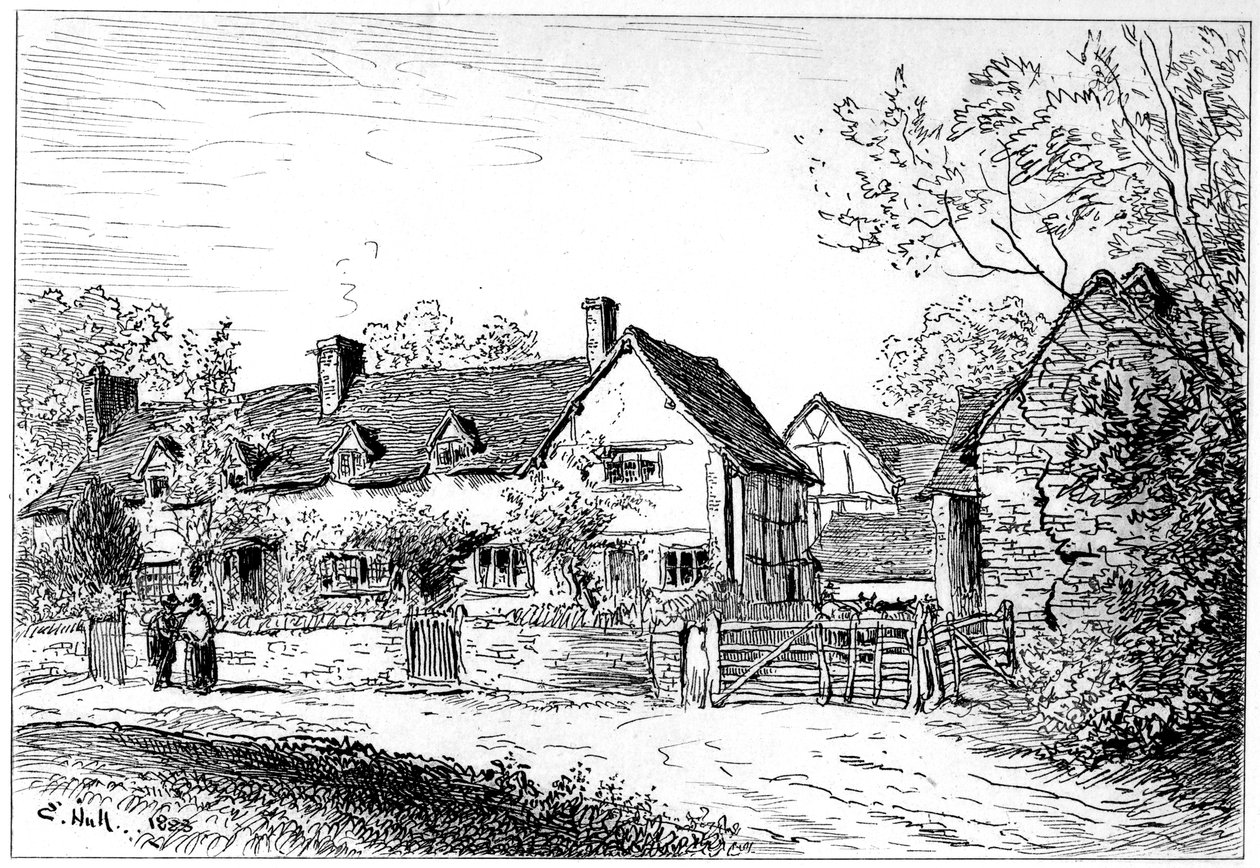 Casa de campo de Mary Ardens em Wilmcote, Warwickshire, 1885. de Edward Hull