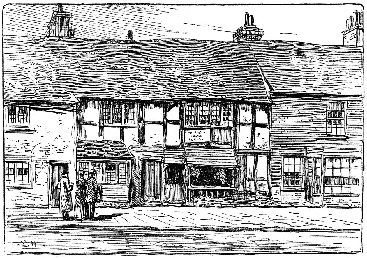 Local de nascimento de Shakespeares antes da restauração, Stratford-upon-Avon, Warwickshire, 1885. de Edward Hull