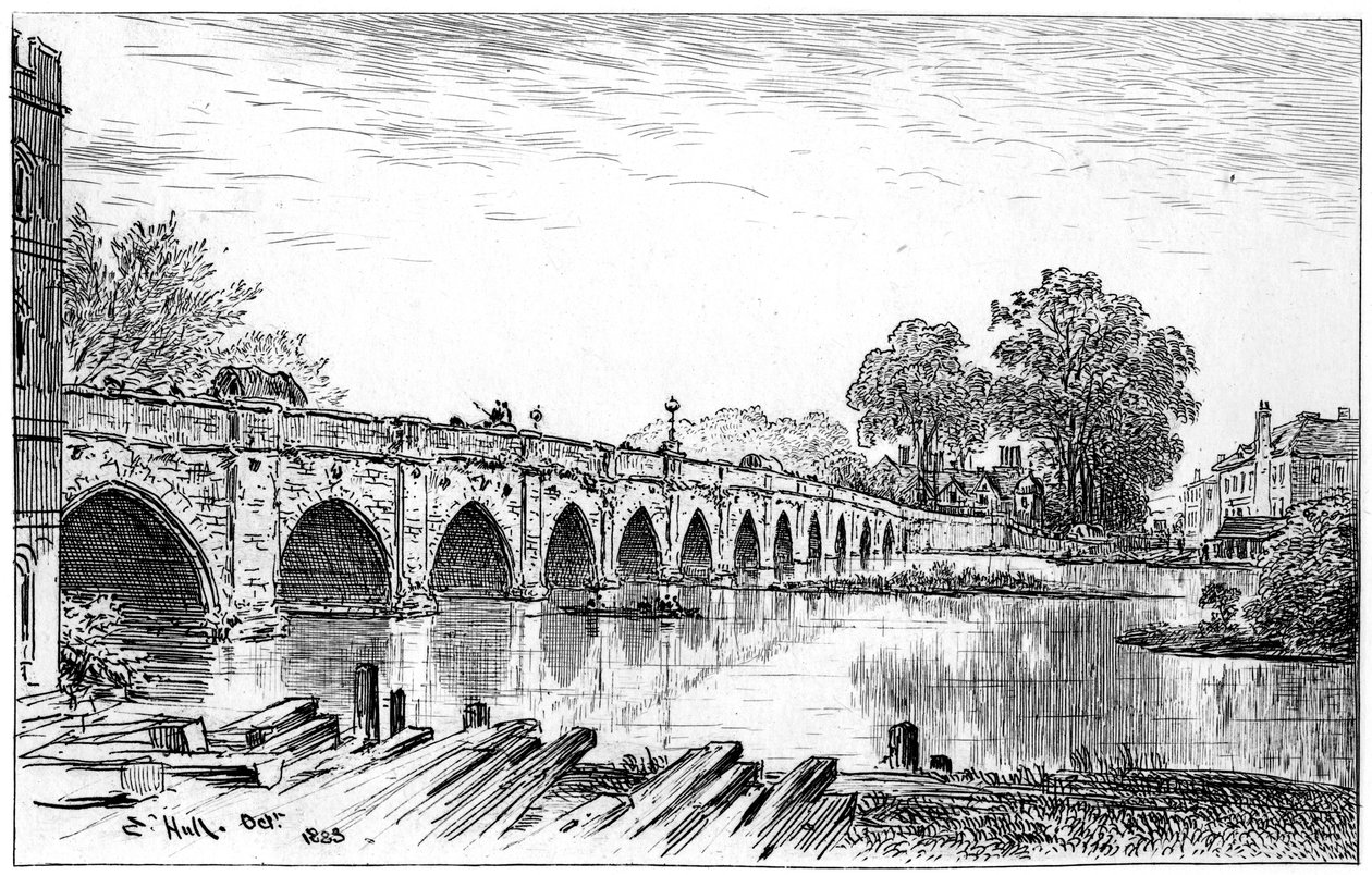 Ponte de Stratford, Stratford-em cima-Avon, Warwickshire, 1885. de Edward Hull