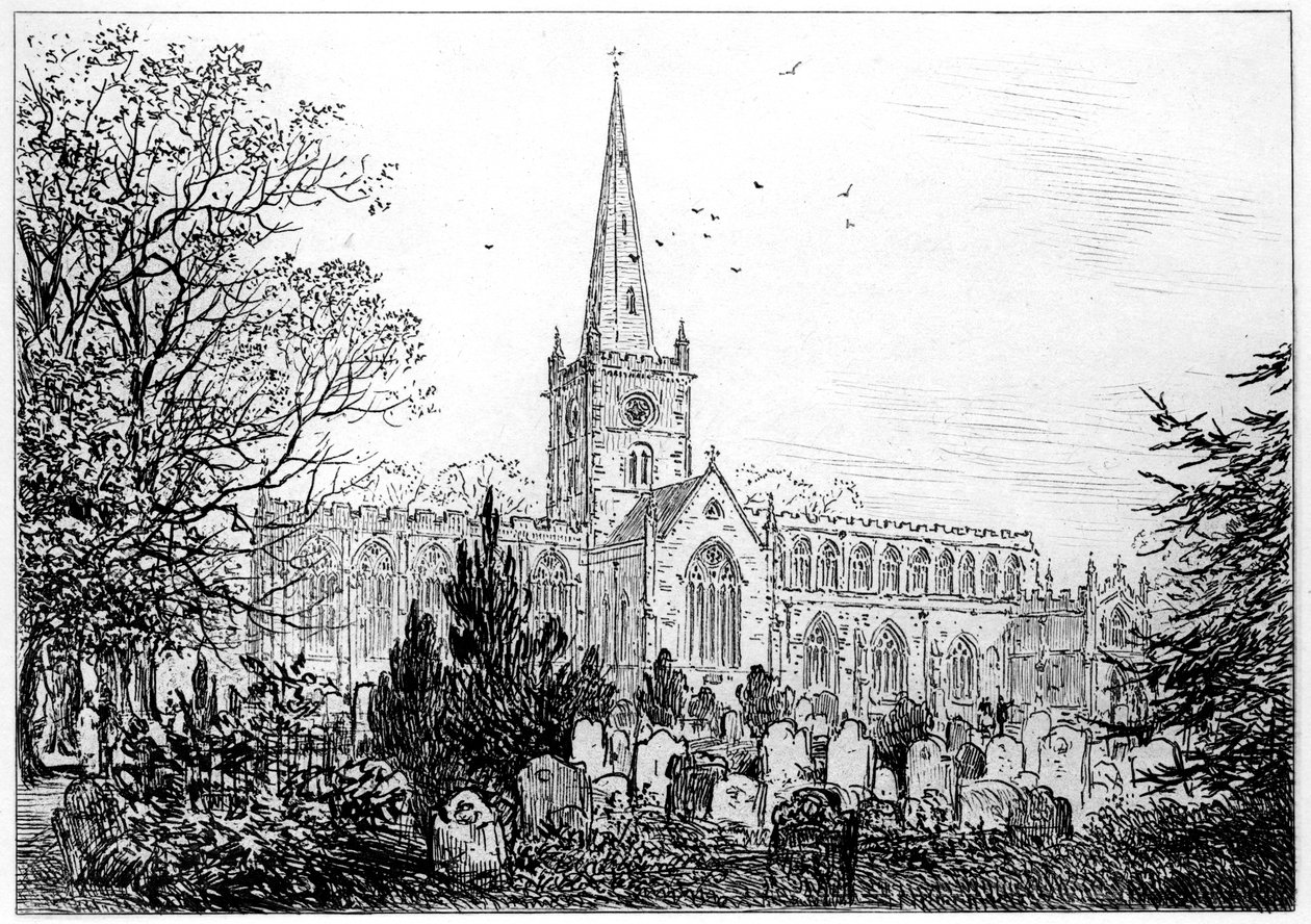 Igreja de Stratford como vista do norte, Stratford-upon-Avon, Warwickshire, 1885. de Edward Hull