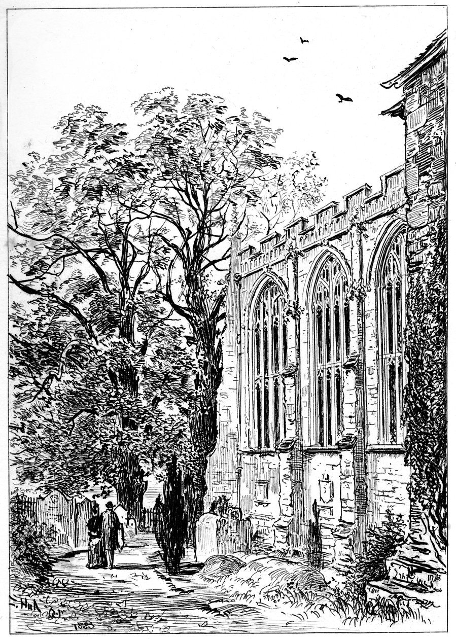 A capela-mor da igreja de Stratford, Stratford-upon-Avon, Warwickshire, 1885. de Edward Hull