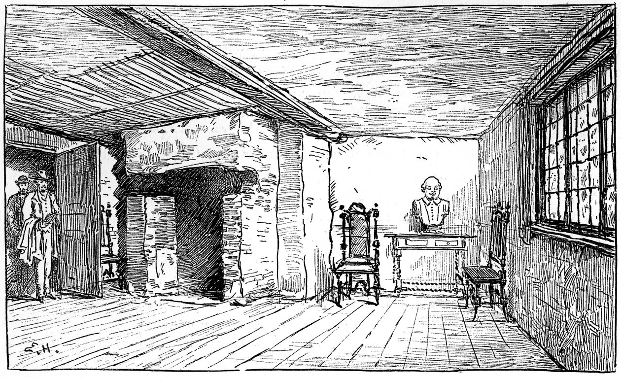 A sala em que Shakespeare nasceu, Stratford-upon-Avon, Warwickshire, 1885. de Edward Hull