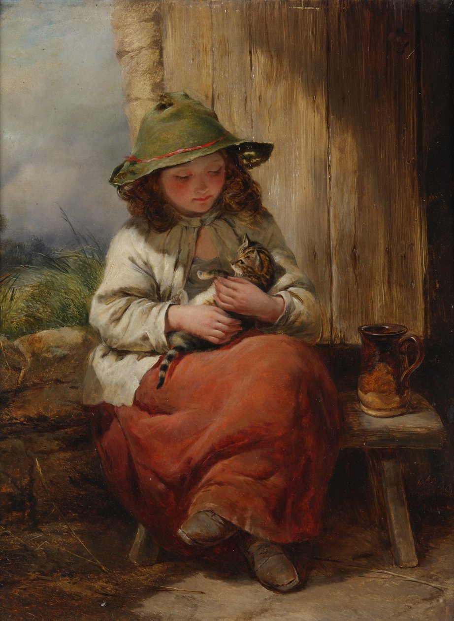 Criança com gatinho de Edward John Cobbett