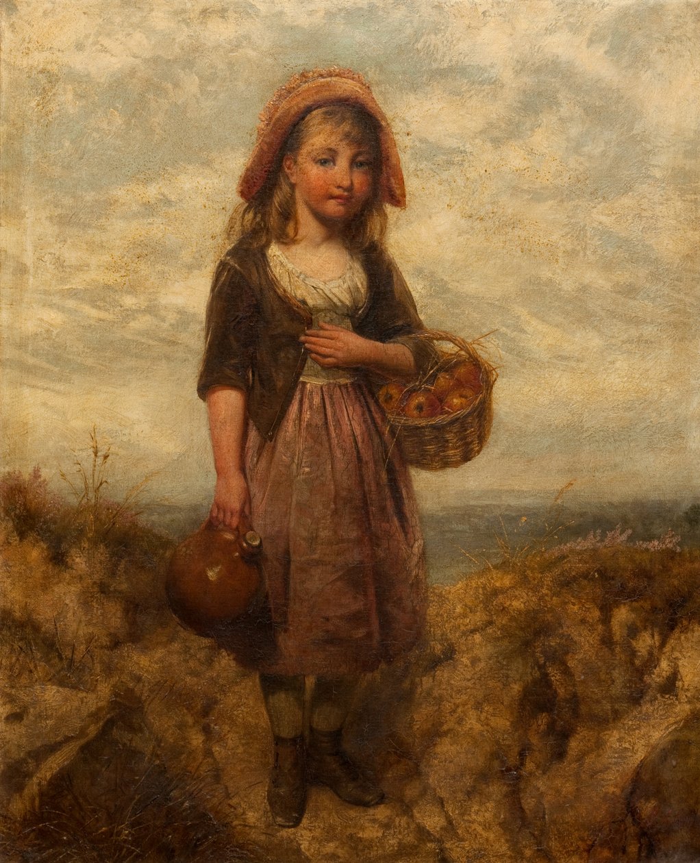 Menina, com, um, cesta maçãs de Edward John Cobbett
