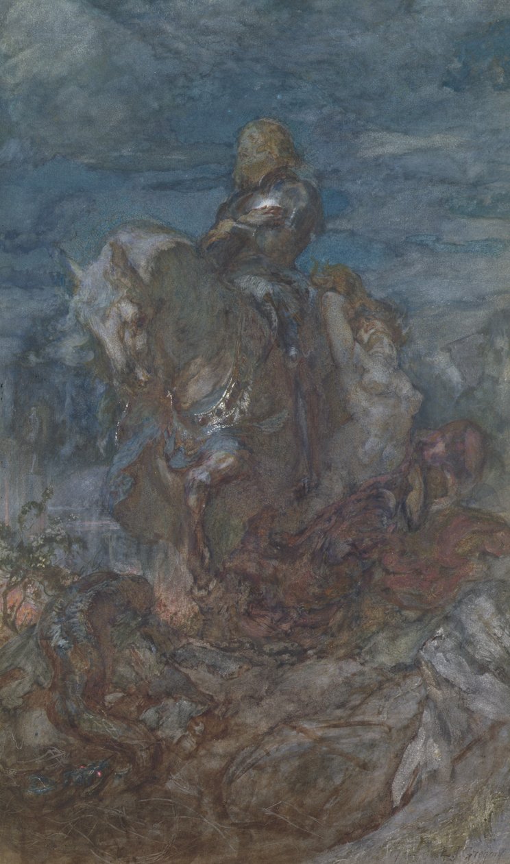 Sir Galahad (wc e guache no papel) de Edward John Gregory