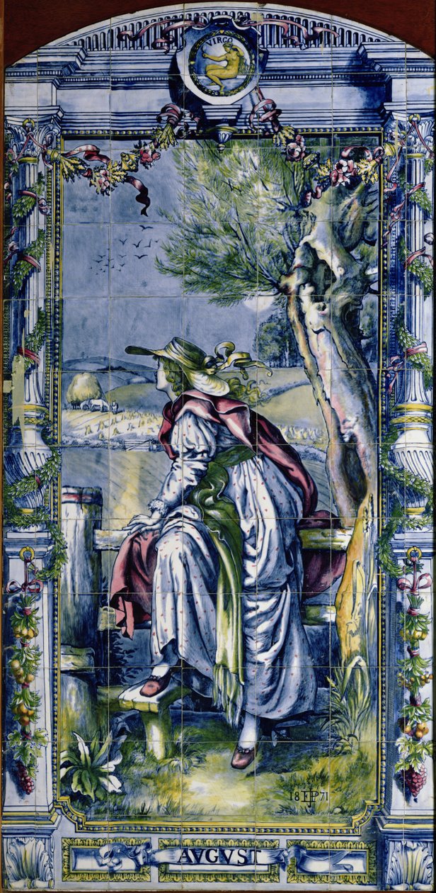 Agosto, de uma série de painéis de azulejos para a cozinha holandesa, 1867-8 de Edward John Poynter