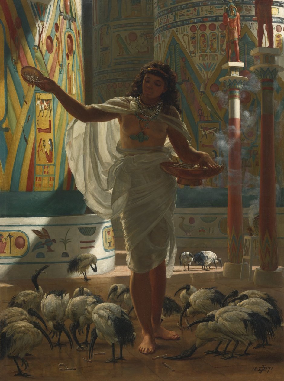 Alimentando o Ibis sagrado nos salões de Karnak, 1871 de Edward John Poynter