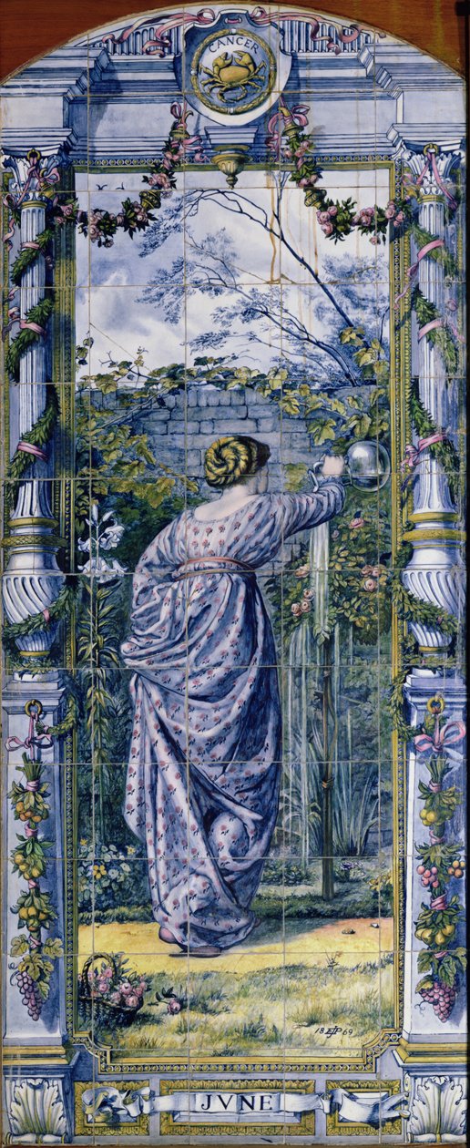 Junho, de uma série de painéis de azulejos para a Dutch Kitchen, 1867-8 de Edward John Poynter