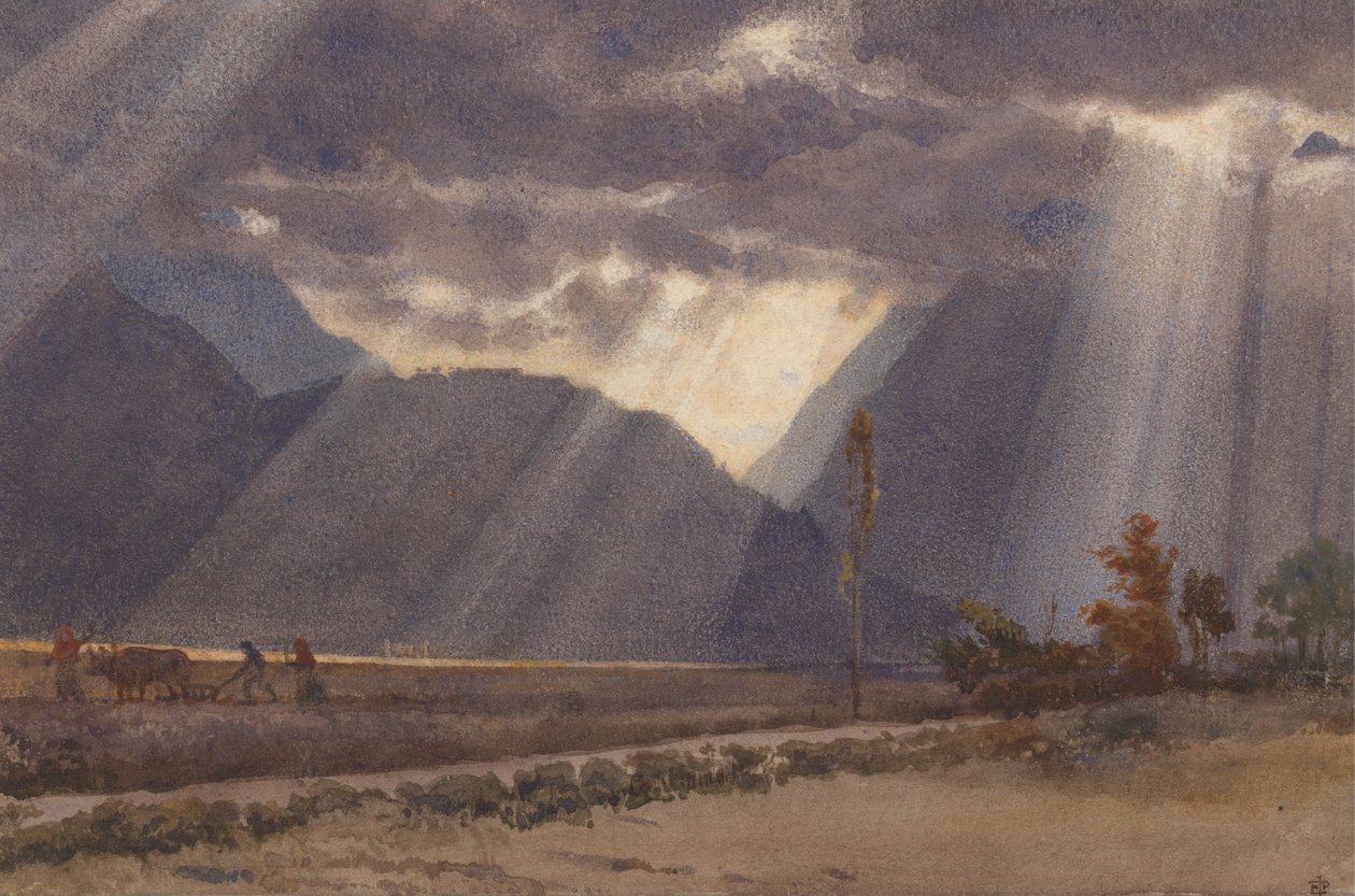 Paisagem perto de Ageles - Gazost aos pés dos Pirenéus de Edward John Poynter