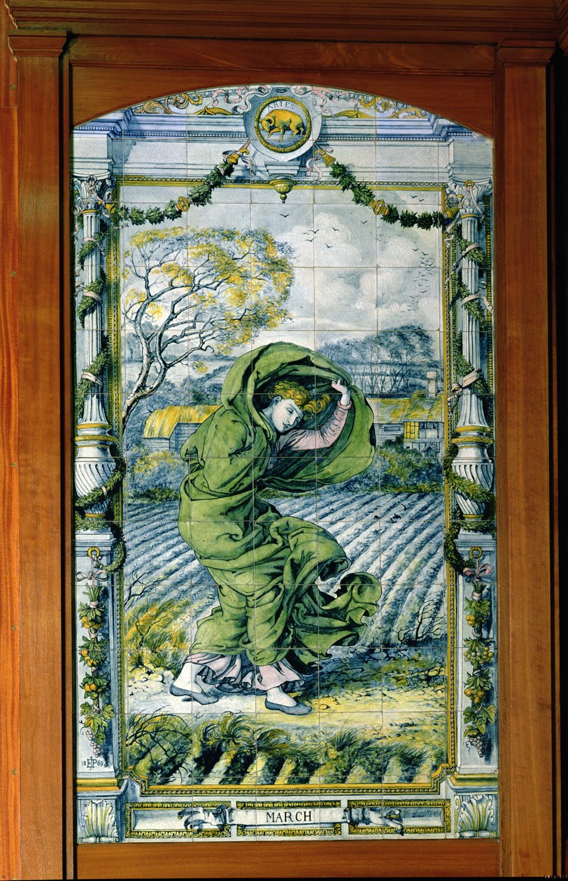 Março, de uma série de painéis de azulejos para a Dutch Kitchen, 1867-8 de Edward John Poynter