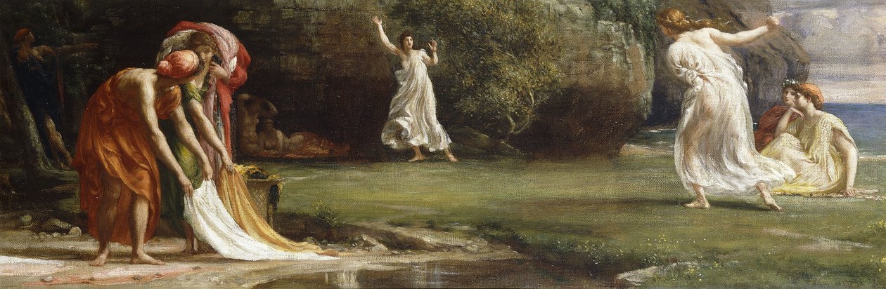 Nausicaa e suas donzelas brincando no baile, 1875 de Edward John Poynter
