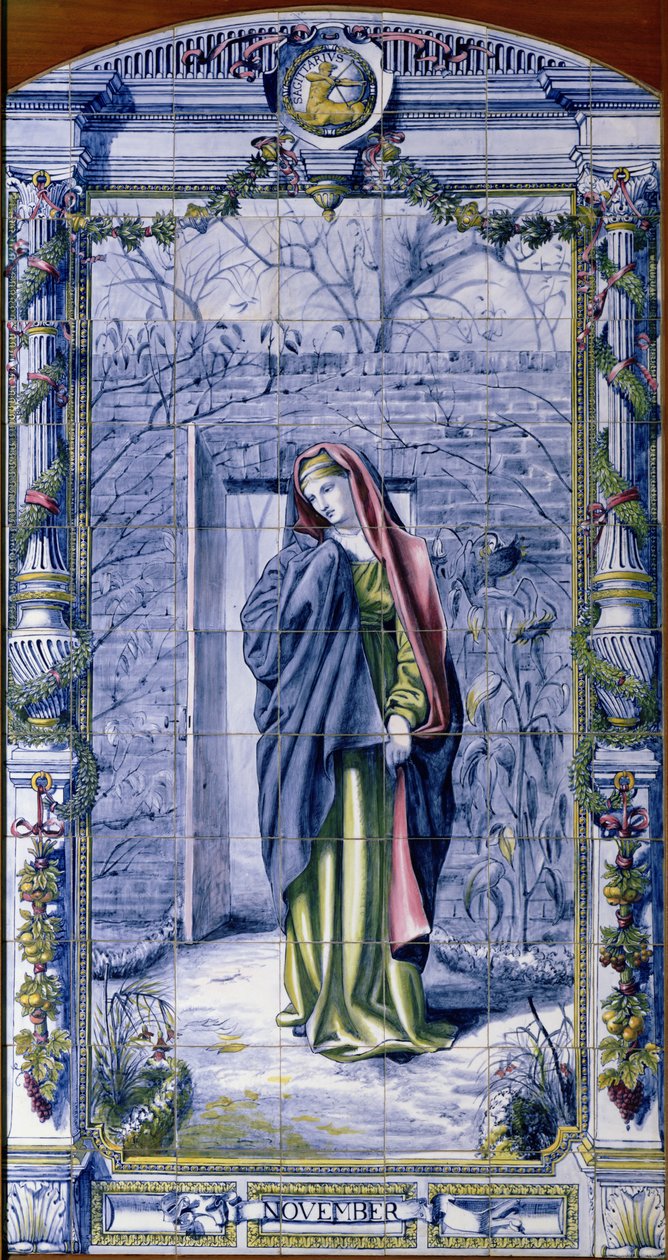 Novembro, de uma série de painéis de azulejos para a Dutch Kitchen, 1867-8 de Edward John Poynter