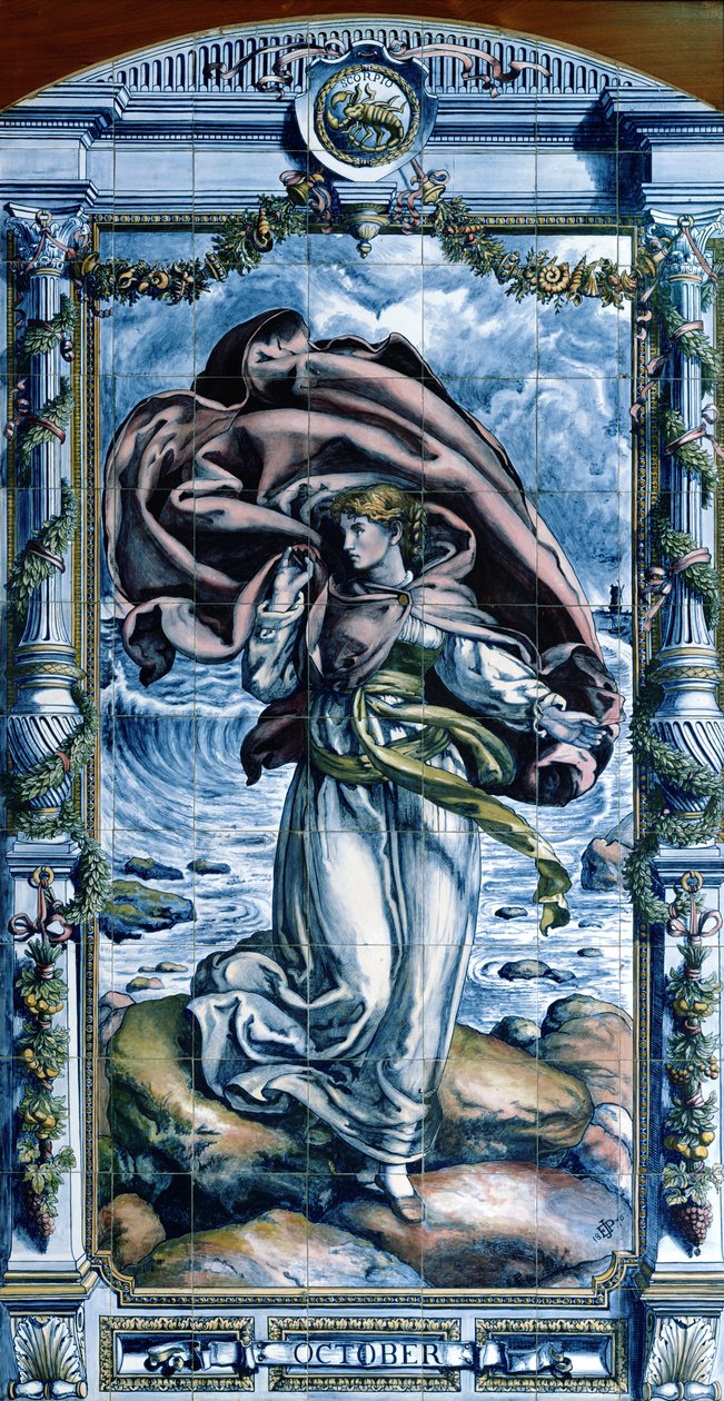 Outubro, de uma série de painéis de azulejos para a Dutch Kitchen, 1867-8 de Edward John Poynter
