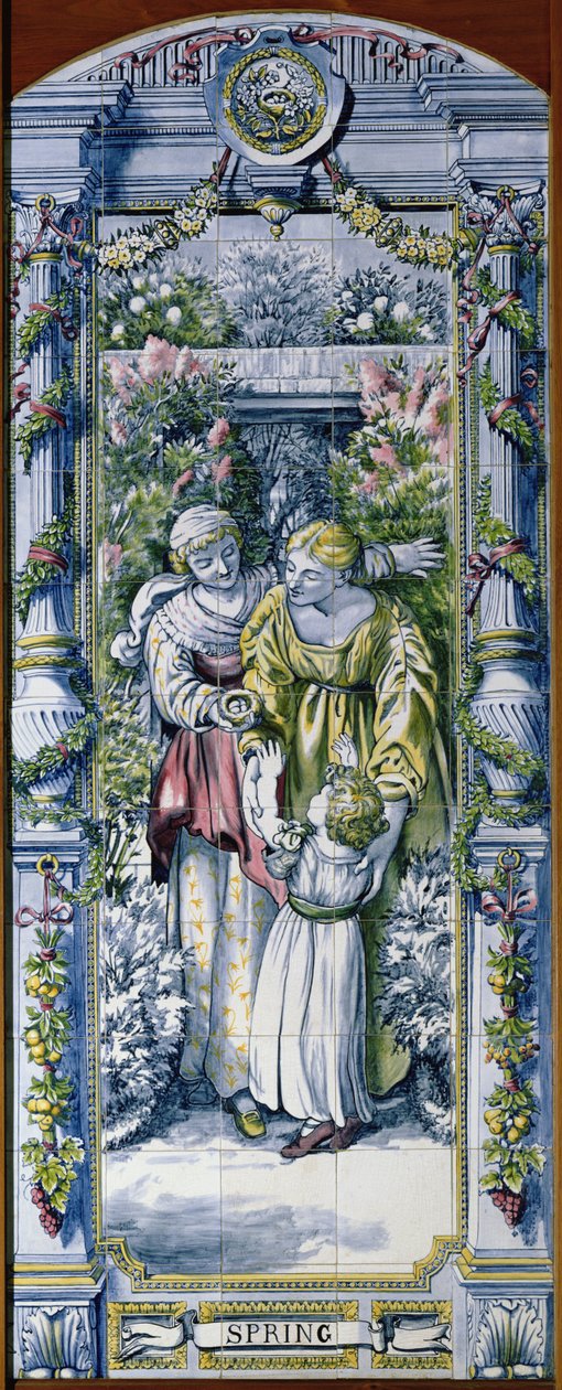 Primavera, de uma série de painéis de azulejos, desenhados por Sir Edward Poynter e feitos por Minton, Campbell and Company, para a Dutch Kitchen, 1867-8 (cerâmica) de Edward John Poynter