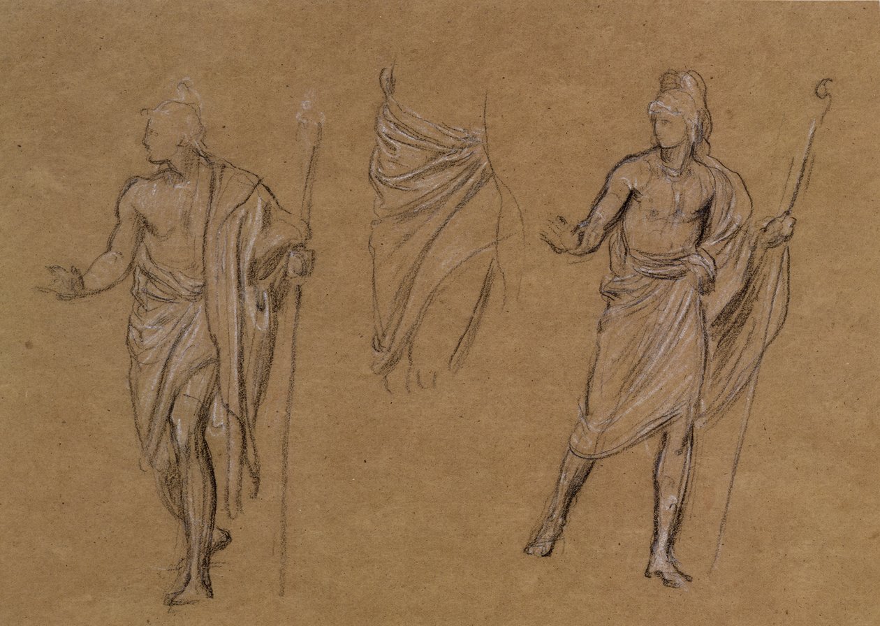 Estudo de pastores, c.1875 (giz no papel) de Edward John Poynter