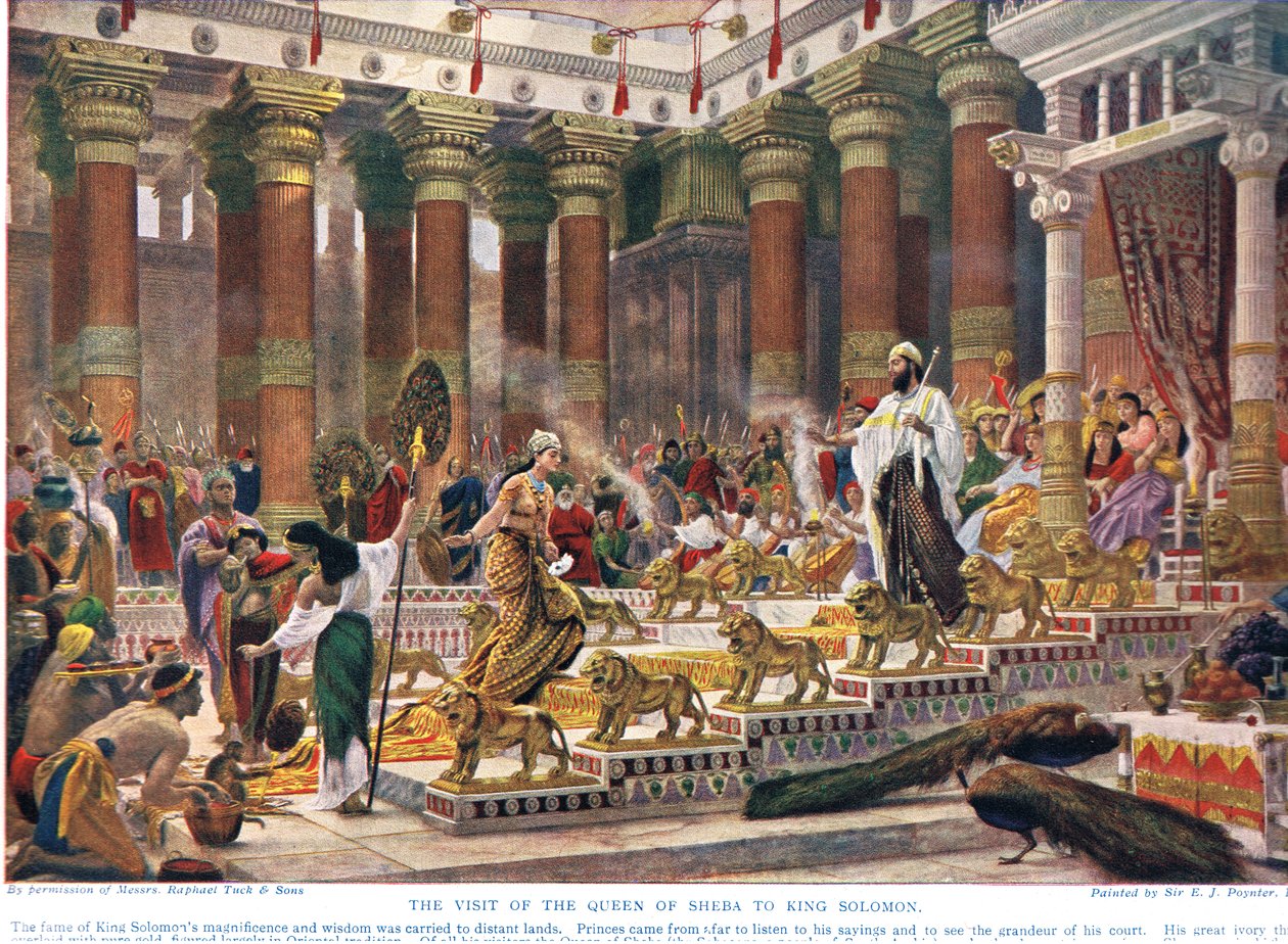 Visita da Rainha de Sabá ao Rei Salomão, ilustração da &39;História das Nações&39; de Hutchinson, início dos anos 1900 de Edward John Poynter