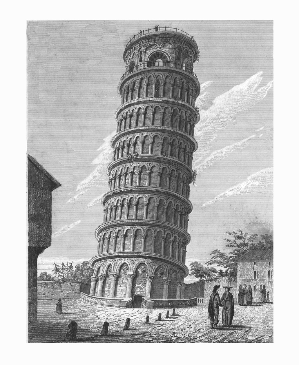 A torre sineira inclinada, em Pisa, c1824. de Edward John Roberts