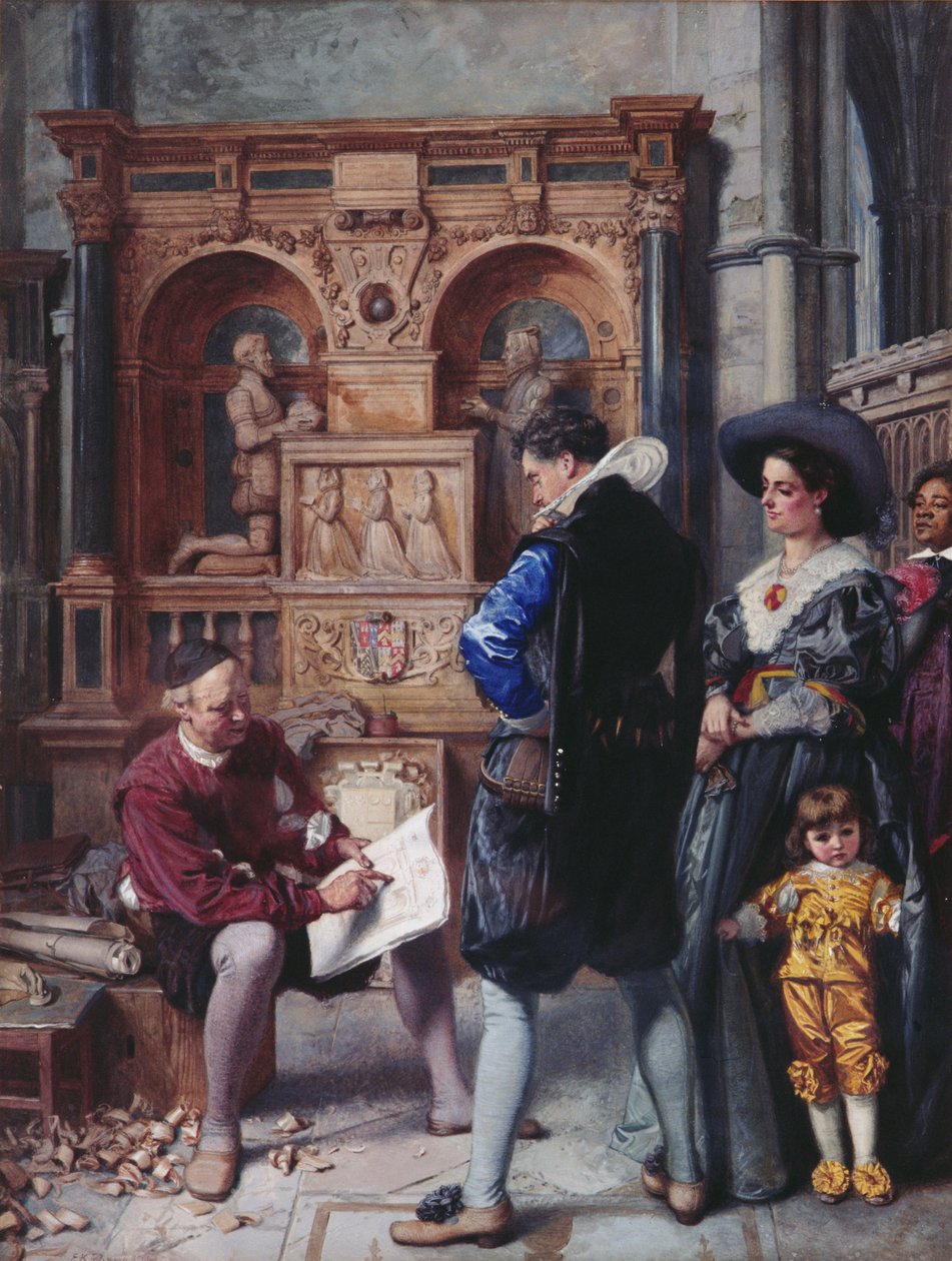 Uma reunião com o arquiteto, 1866 (wc no papel) de Edward Killingworth Johnson