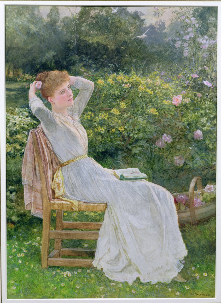 Summertime: retrato da esposa do artista, Hannah de Edward Killingworth Johnson